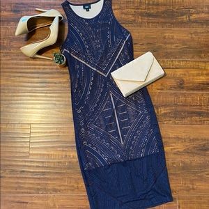 Navy Mossimo Burnout Bodycon Midi Dress